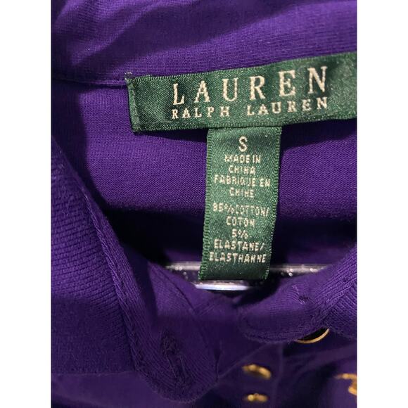 Lauren Ralph Lauren Shirt Dress Women S Crest Logo Purple Preppy - Picture 5 of 7